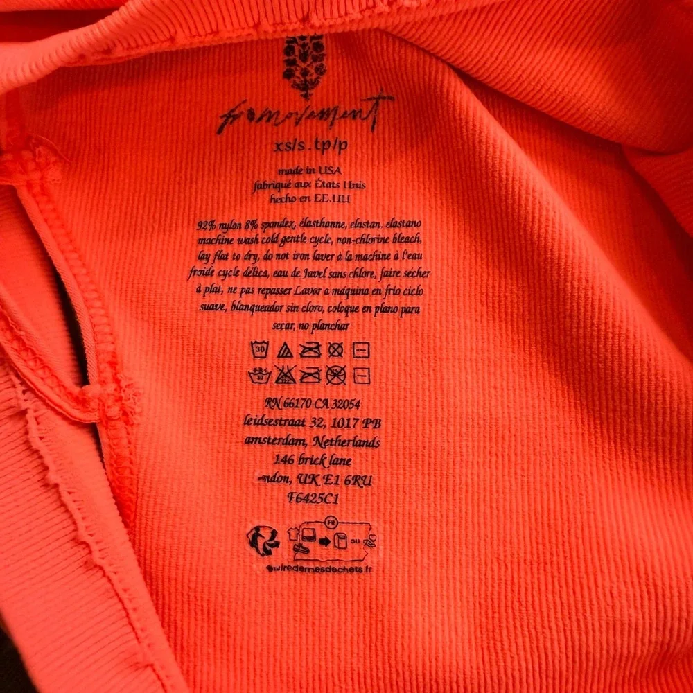 Free People Movement Happiness Runs Cami Neon Orange Ribbed Tank Top XS/S